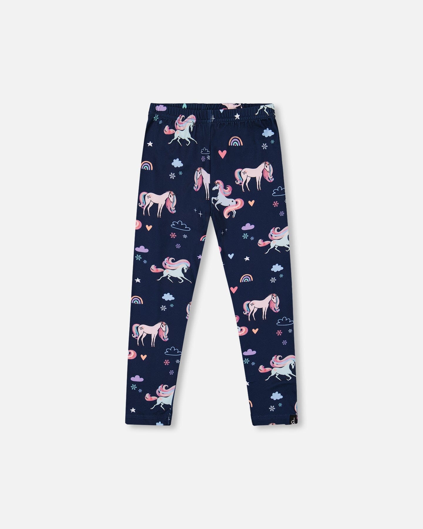 Stretch Jersey Leggings Navy Unicorn Print Deux par Deux