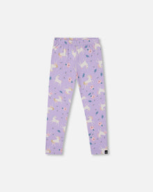 Stretch Jersey Leggings Lilac Unicorn Print - H20Z60_072