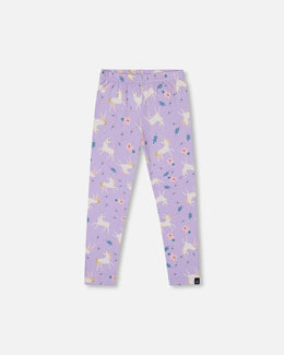 Stretch Jersey Leggings Lilac Unicorn Print - H20Z60_072