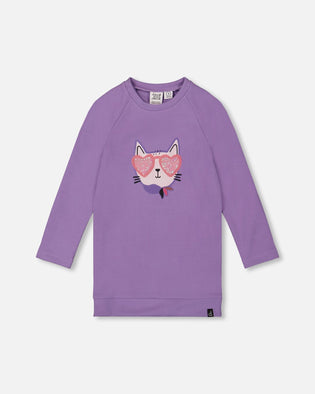 Tunic Tee With Graphic Print Purple Gray - H20Z78_592