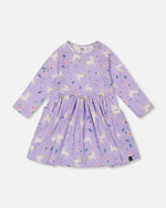 Jersey Dress With Pockets Lilac Unicorn Print - H20Z85_072
