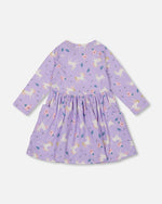 Jersey Dress With Pockets Lilac Unicorn Print - H20Z85_072