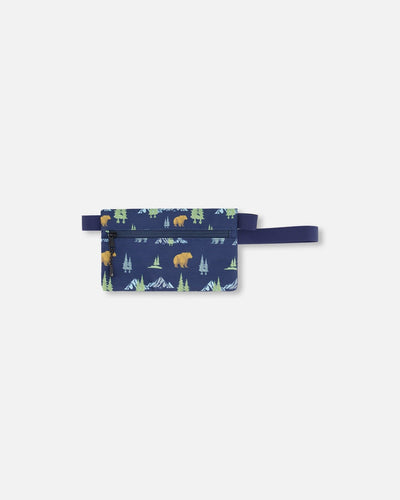 Double Pencil Case Navy Animal Print - H20ZEC_030