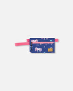 Double Pencil Case Navy Unicorn Print - H20ZEC_037