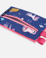 Double Pencil Case Navy Unicorn Print - H20ZEC_037