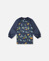 School Apron Navy Animal Print - H20ZTA_030