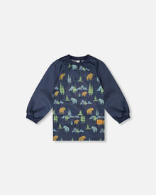 School Apron Navy Animal Print - H20ZTA_030
