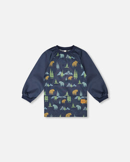 School Apron Navy Animal Print - H20ZTA_030