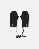 Baby Knit Mittens With String Black - H20ZW06_999
