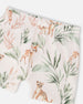 Pointelle Top And Organic Cotton Jersey Short Set Green And Peach Deer Print - H30A12_03009