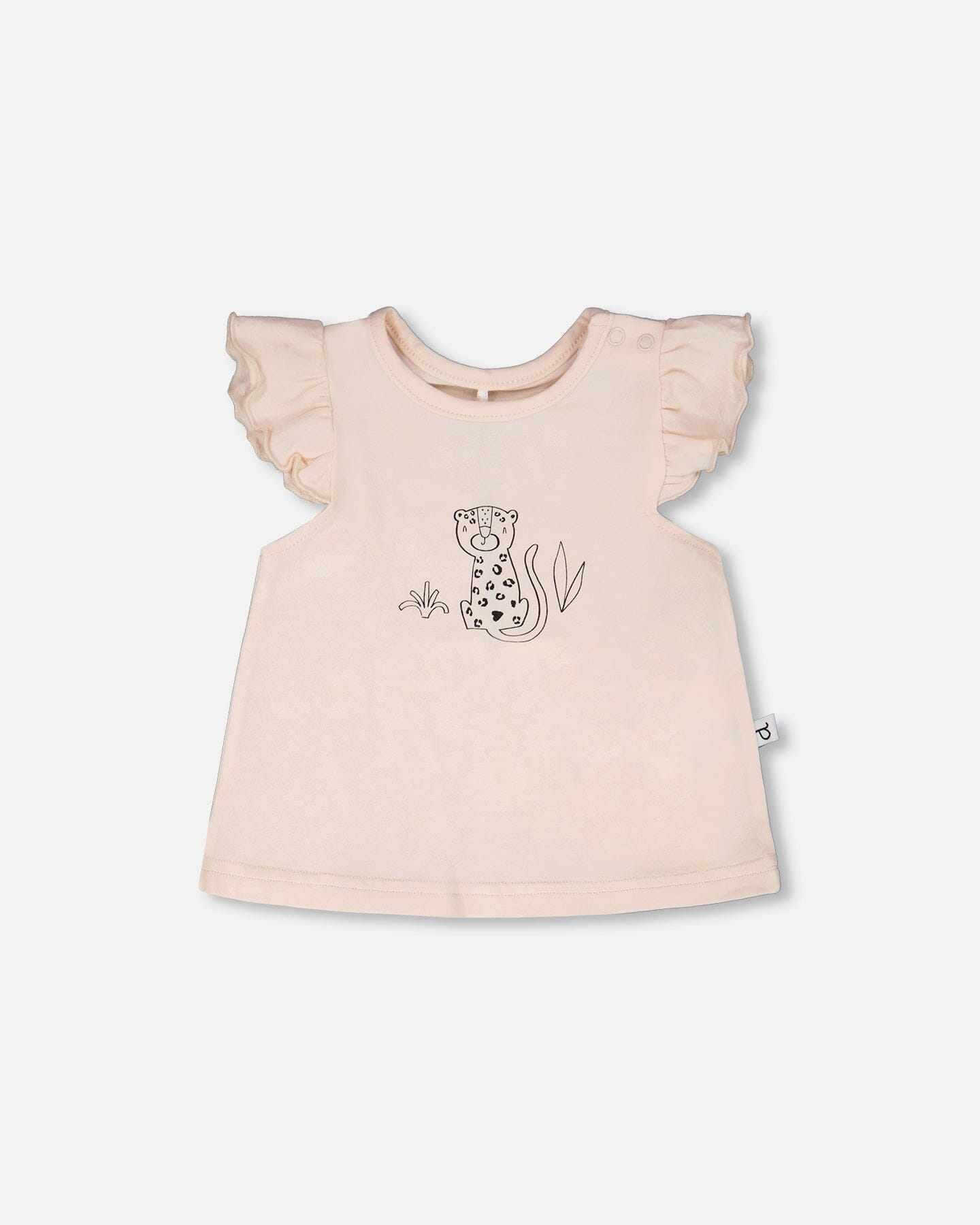 Organic Cotton Jersey Top And Short Set Peach And Peach Animal Print - H30A12_06006