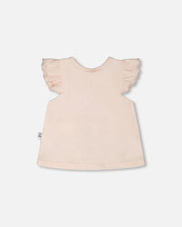 Organic Cotton Jersey Top And Short Set Peach And Peach Animal Print - H30A12_06006