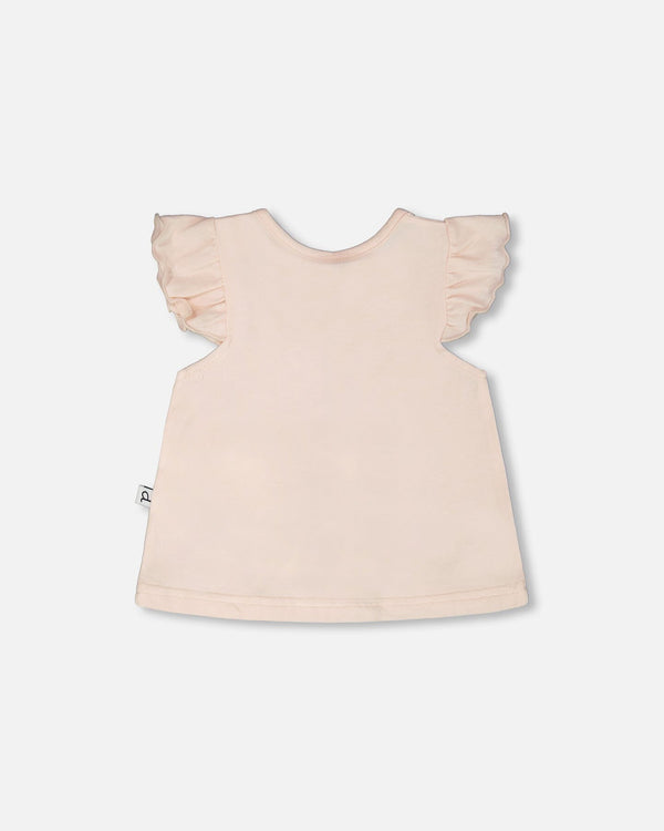 Organic Cotton Jersey Top And Short Set Peach And Peach Animal Print - H30A12_06006