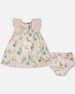 Muslin Dress And Bloomer Set Peach Deer Print - H30A14_3H057