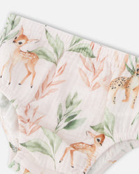 Muslin Dress And Bloomer Set Peach Deer Print - H30A14_3H057