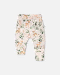 Organic Cotton Jersey Evolutive Pants Peach Deer Print - H30A20_3H057