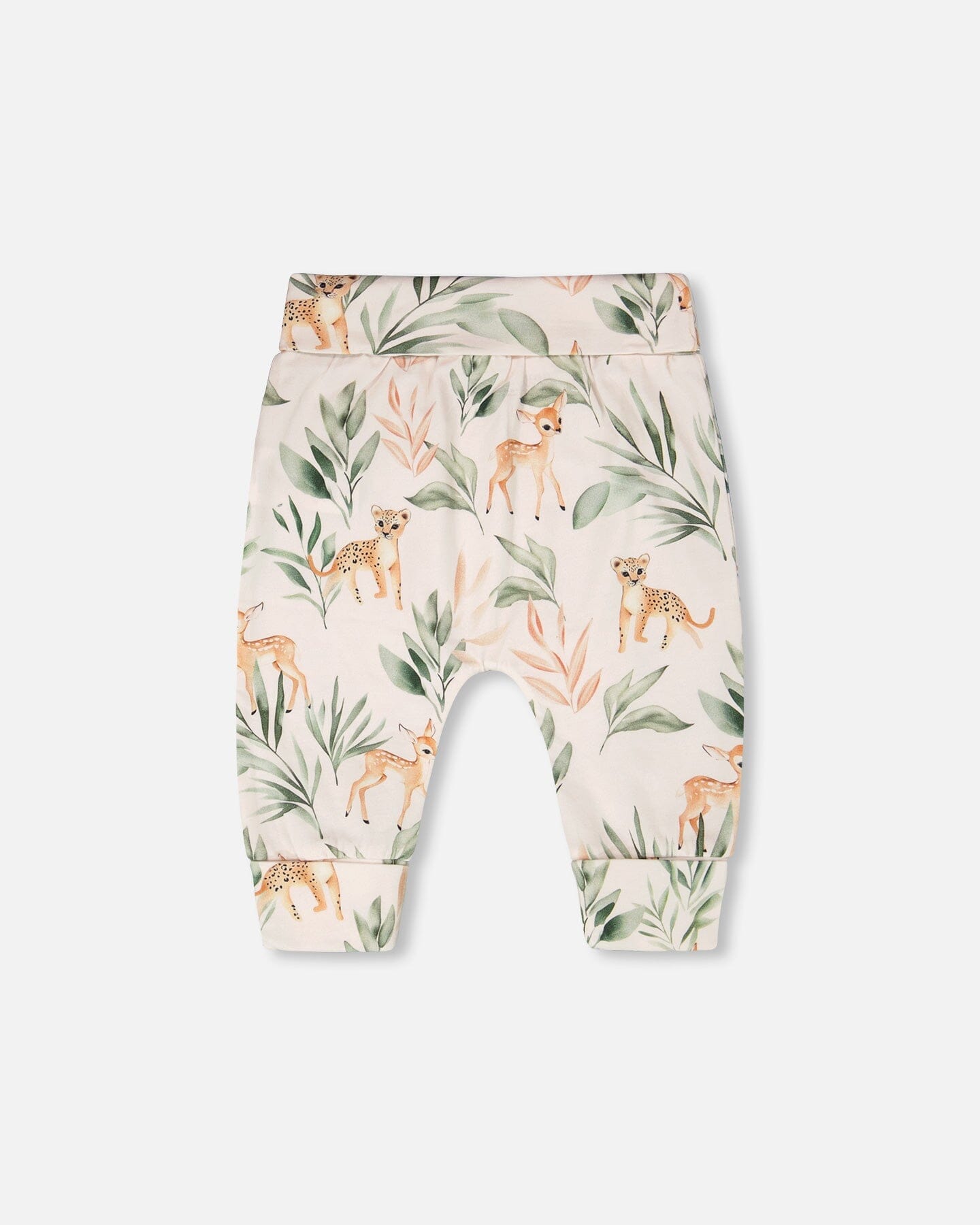Organic Cotton Jersey Evolutive Pants Peach Deer Print - H30A20_3H057