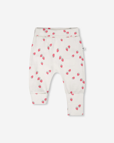 Cotton Jersey Evolutive Pants White Printed Strawberries - H30A20_3H058