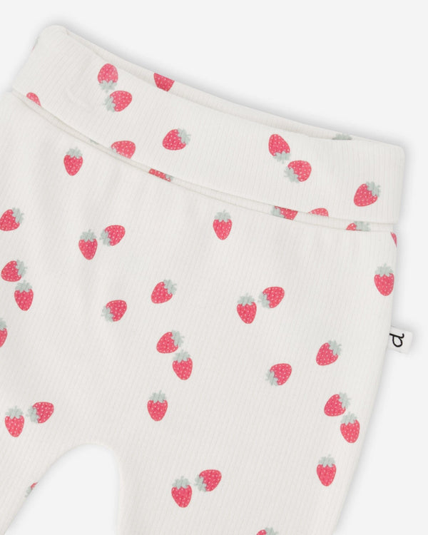 Cotton Jersey Evolutive Pants White Printed Strawberries - H30A20_3H058