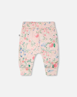 Organic Cotton Jersey Evolutive Pants Pink Printed Berries - H30A20_3H059