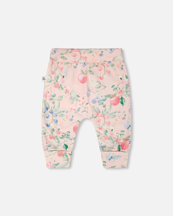 Organic Cotton Jersey Evolutive Pants Pink Printed Berries - H30A20_3H059