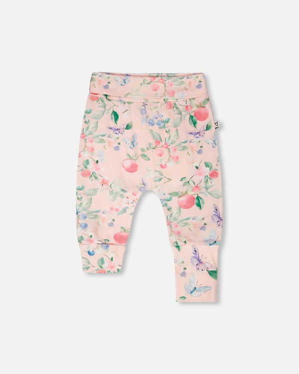 2 Pack Cotton Jersey Evolutive Pants Pink Printed Berries And White Strawberry Print - H30A21_3H058