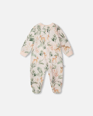 Organic Cotton Jersey One-Piece Pyjama Peach Deer Print - H30A40US_3H057