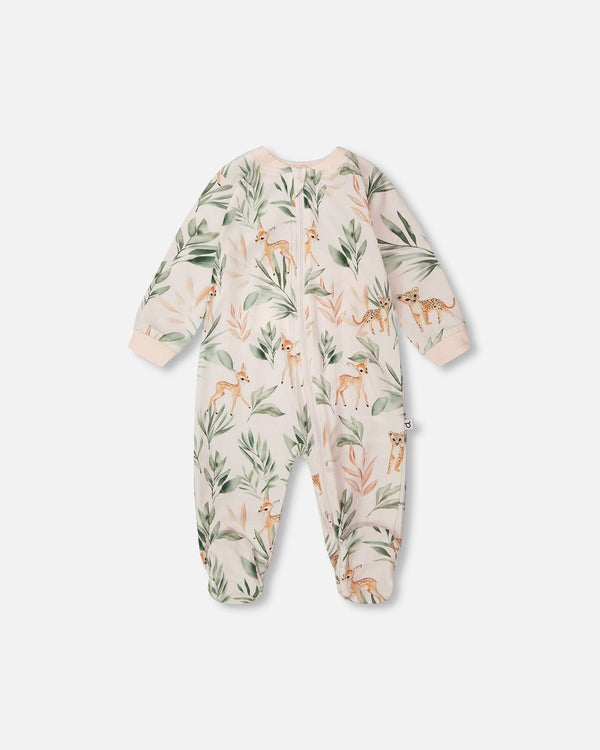 Organic Cotton Jersey One-Piece Pyjama Peach Deer Print - H30A40US_3H057