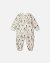 Organic Cotton Jersey One-Piece Pyjama Beige Zebra Print - H30A40_3H054