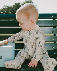 Organic Cotton Jersey One-Piece Pyjama Beige Zebra Print - H30A40_3H054