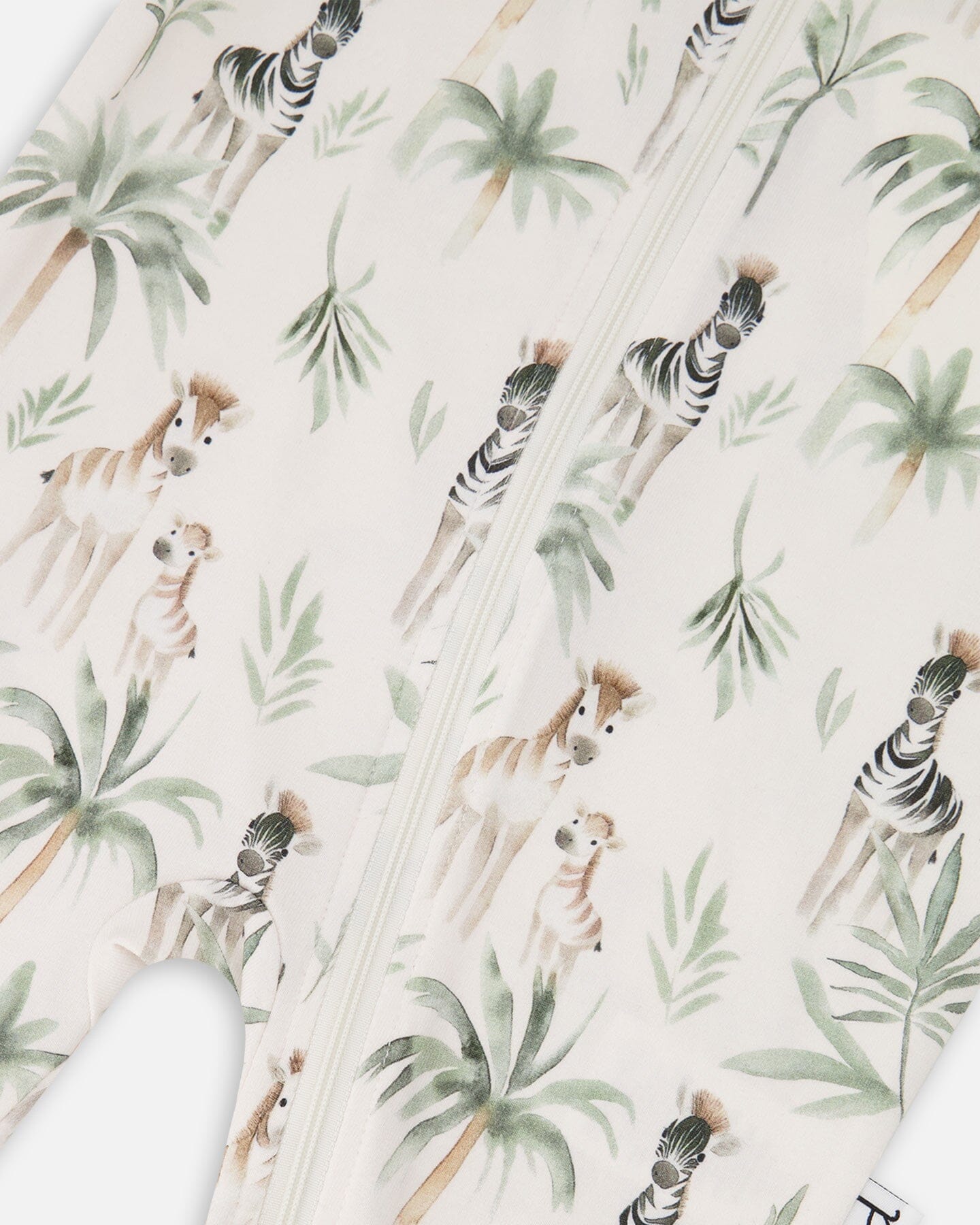 Organic Cotton Jersey One-Piece Pyjama Beige Zebra Print - H30A40_3H054