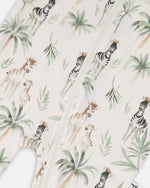 Organic Cotton Jersey One-Piece Pyjama Beige Zebra Print - H30A40_3H054