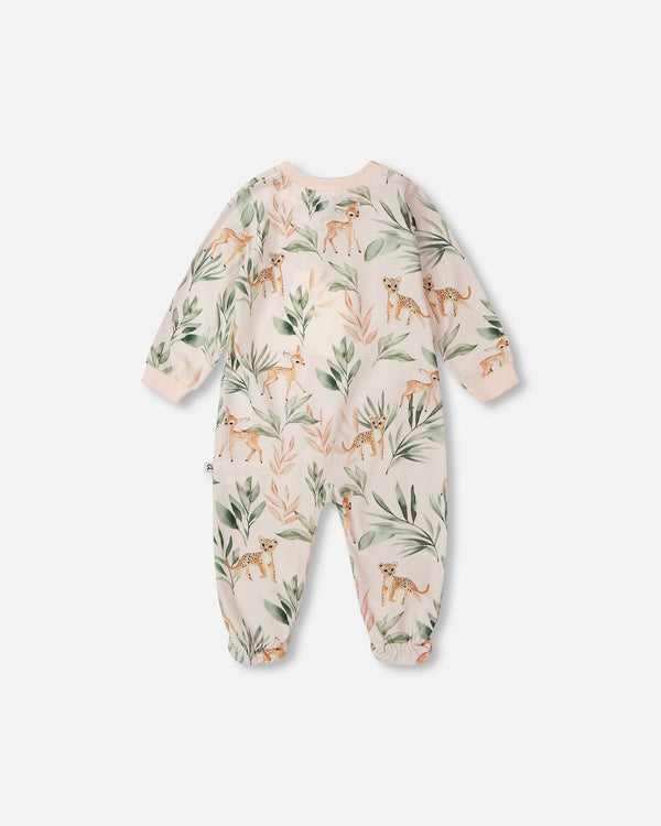 Organic Cotton Jersey One-Piece Pyjama Peach Deer Print - H30A40_3H057