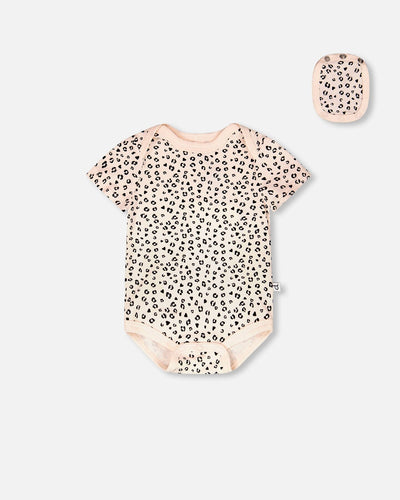 Evolutive Organic Cotton Jersey Onesie Peach Animal Print - H30A70_3H056