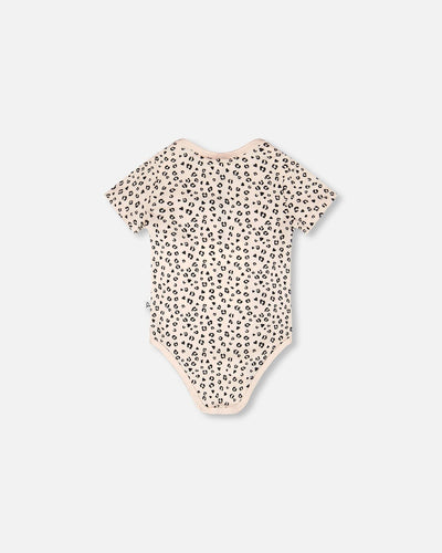 Evolutive Organic Cotton Jersey Onesie Peach Animal Print - H30A70_3H056