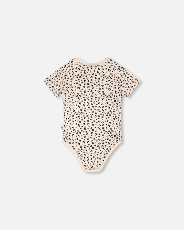 Evolutive Organic Cotton Jersey Onesie Peach Animal Print - H30A70_3H056