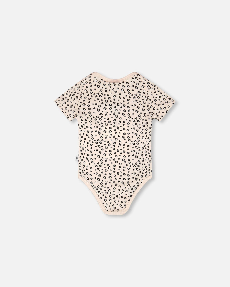 Evolutive Organic Cotton Jersey Onesie Peach Animal Print - H30A70_3H056