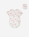 Evolutive Cotton Rib Jersey Onesie White Printed Strawberries - H30A70_3H058