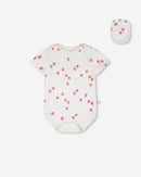 Evolutive Cotton Rib Jersey Onesie White Printed Strawberries - H30A70_3H058