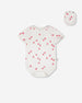 Evolutive Cotton Rib Jersey Onesie White Printed Strawberries - H30A70_3H058