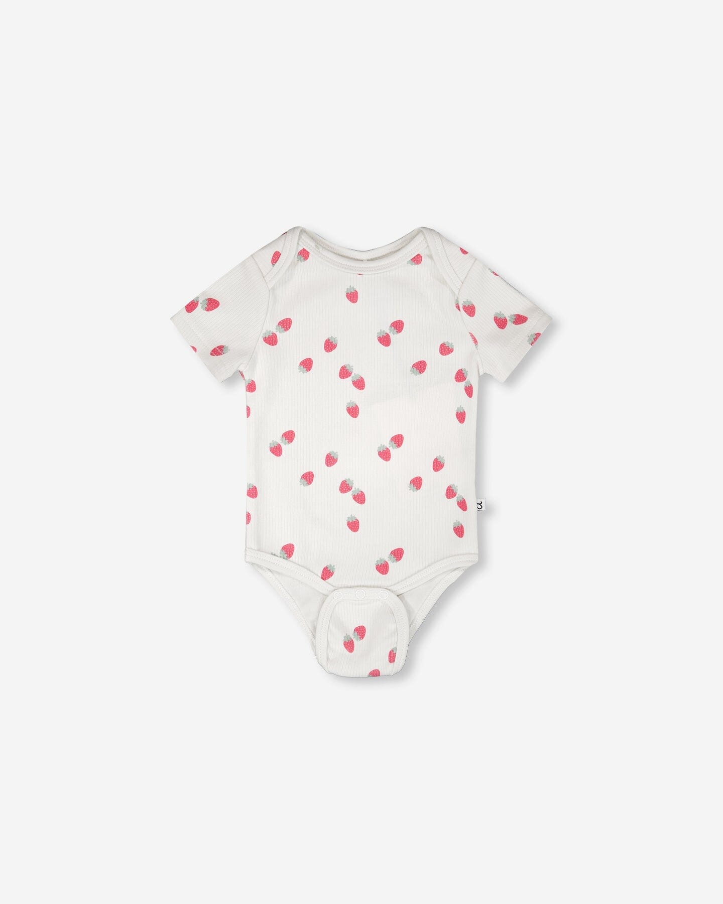 Evolutive Cotton Rib Jersey Onesie White Printed Strawberries - H30A70_3H058