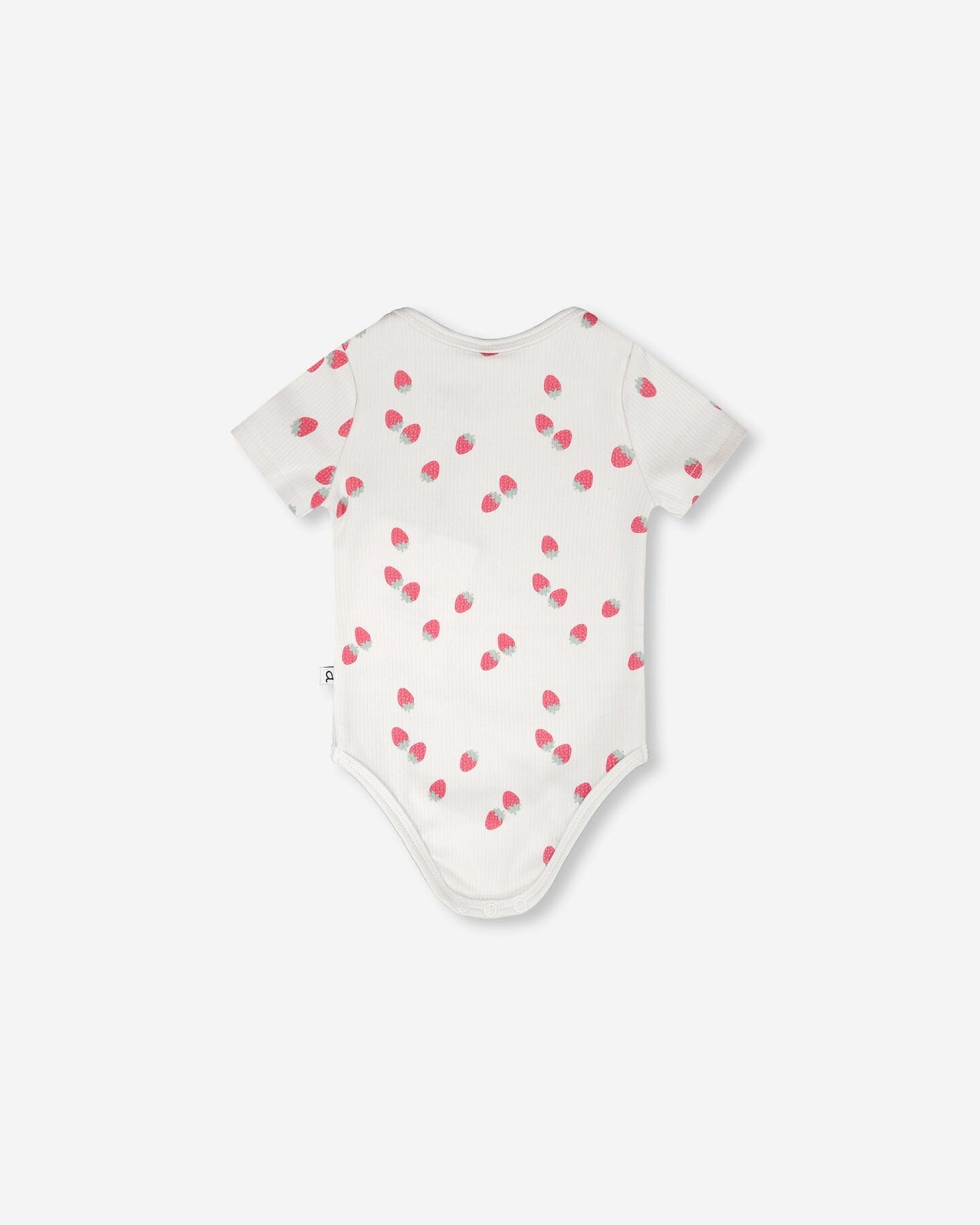Evolutive Cotton Rib Jersey Onesie White Printed Strawberries - H30A70_3H058