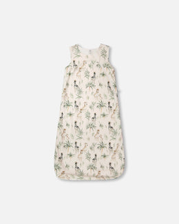 Organic Cotton Jersey Muslin Sleep Sack Beige Zebra Print - H30ASB_3H054