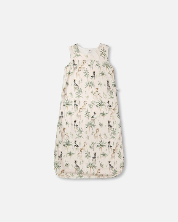Organic Cotton Jersey Muslin Sleep Sack Beige Zebra Print - H30ASB_3H054