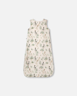 Organic Cotton Jersey Muslin Sleep Sack Beige Zebra Print - H30ASB_3H054