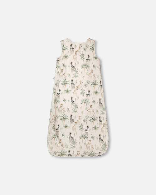 Organic Cotton Jersey Muslin Sleep Sack Beige Zebra Print - H30ASB_3H054