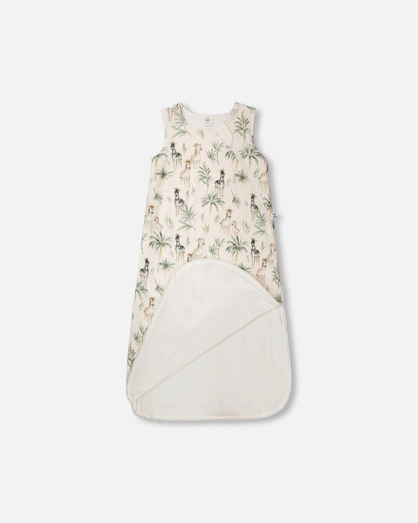 Organic Cotton Jersey Muslin Sleep Sack Beige Zebra Print - H30ASB_3H054