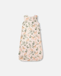 Organic Cotton Jersey Muslin Sleep Sack Peach Deer Print - H30ASB_3H057