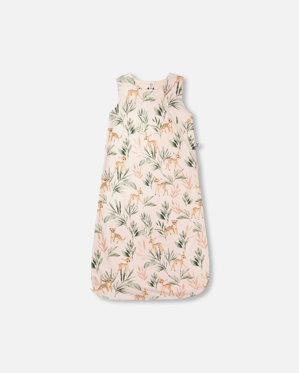 Organic Cotton Jersey Muslin Sleep Sack Peach Deer Print - H30ASB_3H057