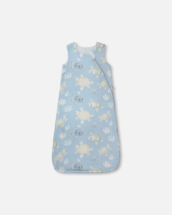 Cotton Jersey Muslin Sleep Sack Blue Turtle Print - H30ASB_3H061
